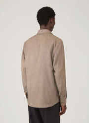 Men's Brushed Cotton Shirt in Light Brown Melange