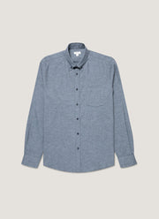 Men's Brushed Cotton Shirt in Light Blue Melange