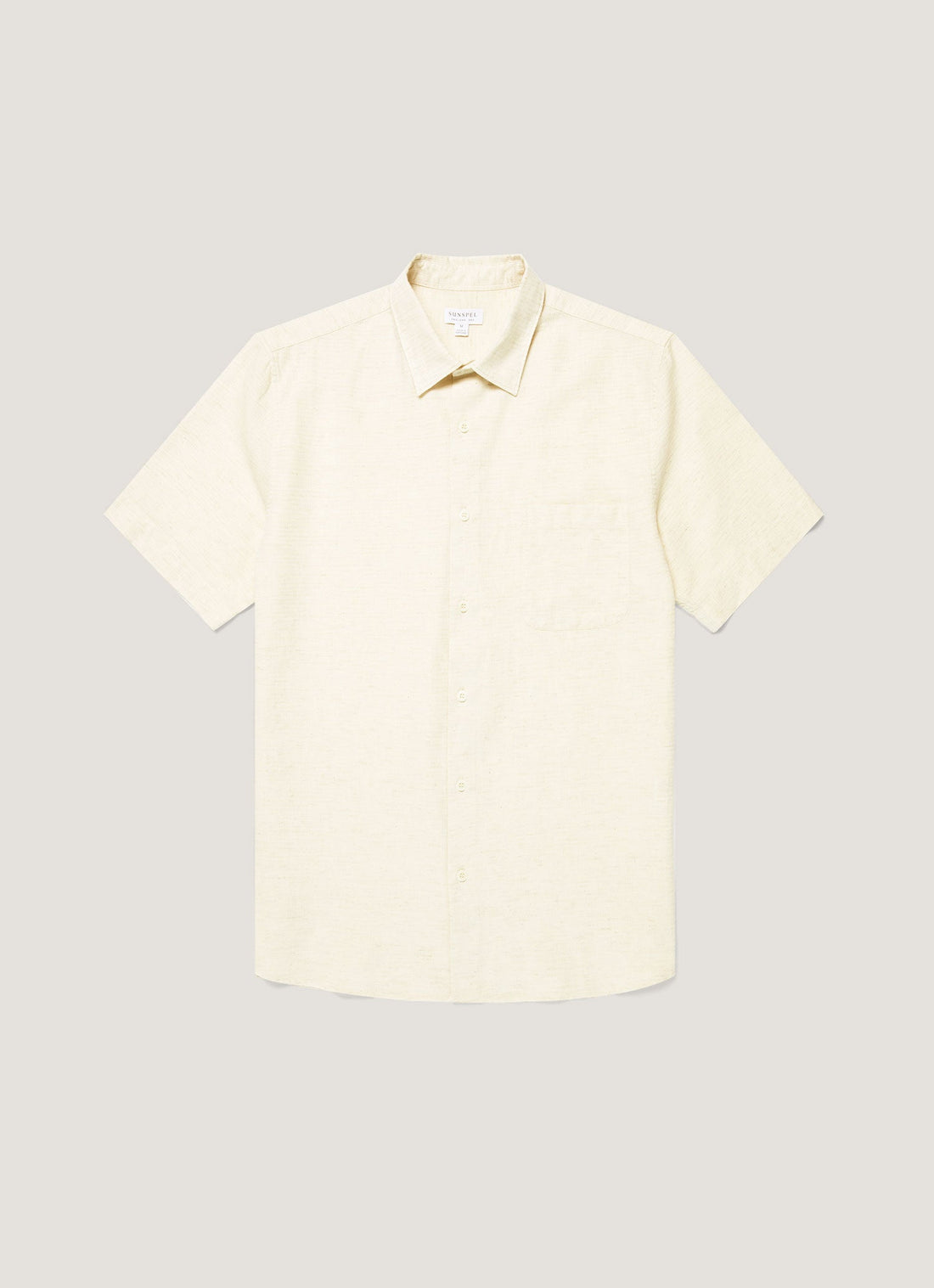 Men's Short Sleeve Cotton Linen Shirt in Ecru