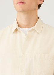 Men's Short Sleeve Cotton Linen Shirt in Ecru