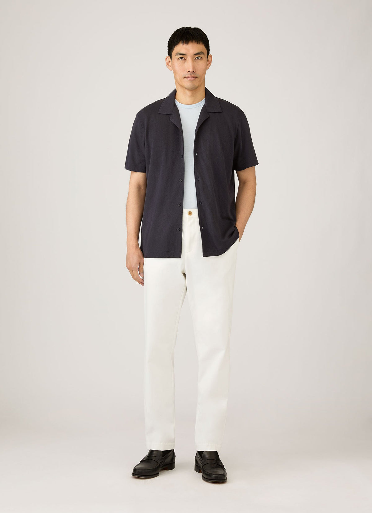 Men's Riviera Camp Collar Shirt in Navy