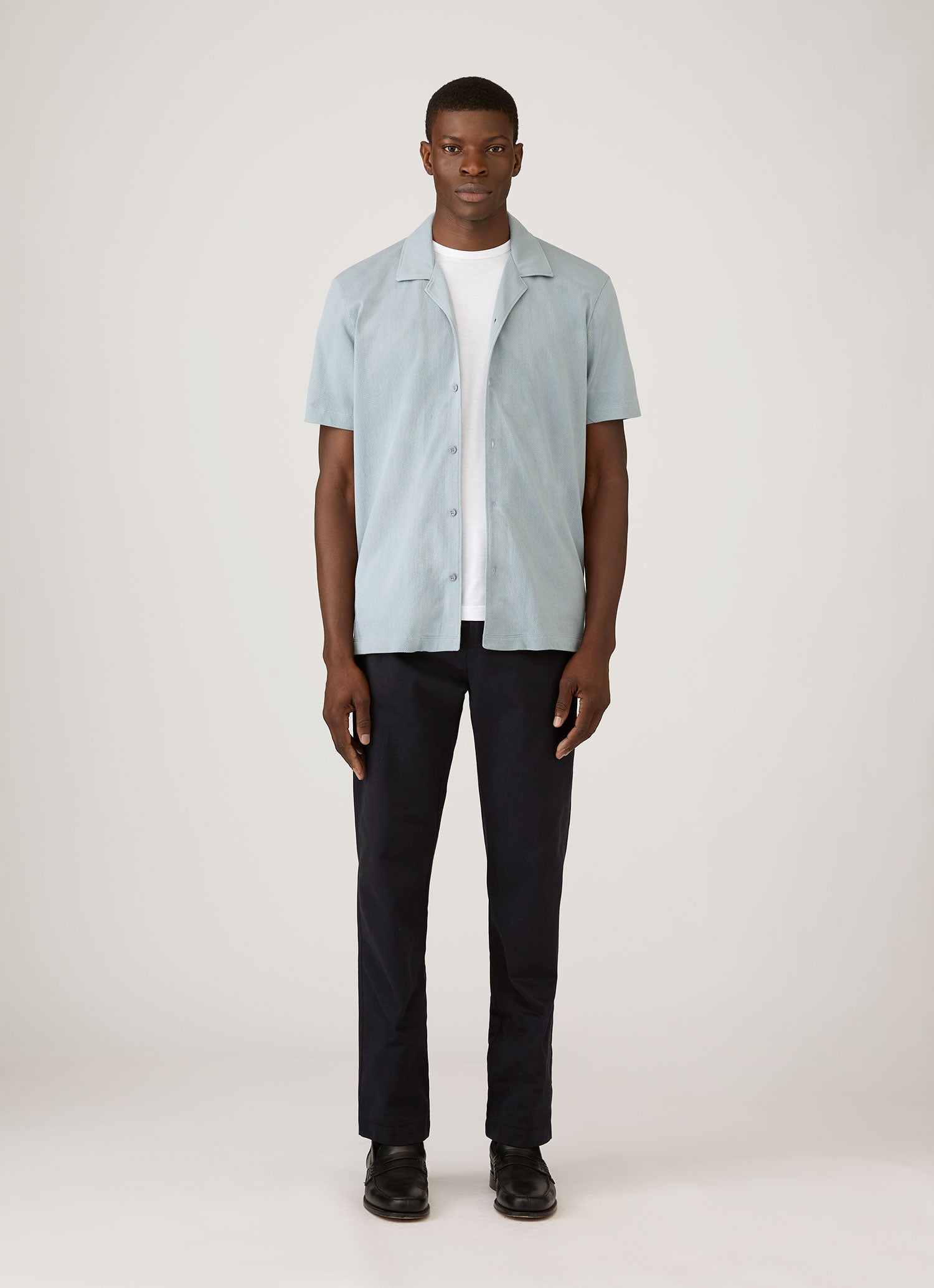 Men's Riviera Camp Collar Shirt in Stone Blue