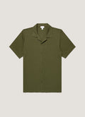 Men's Riviera Camp Collar Shirt in Deep Olive