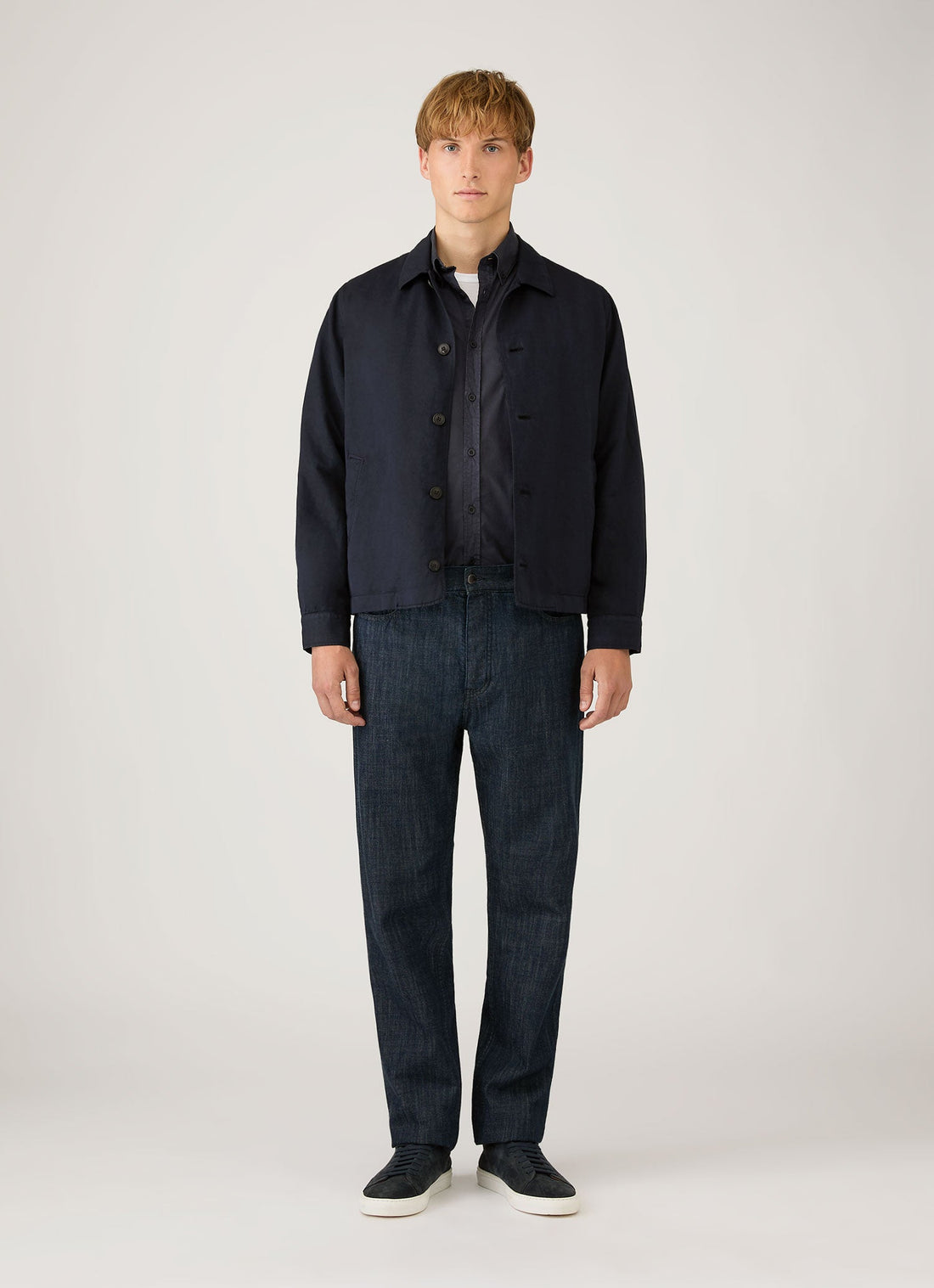 Men's Button Down Poplin Shirt in Navy