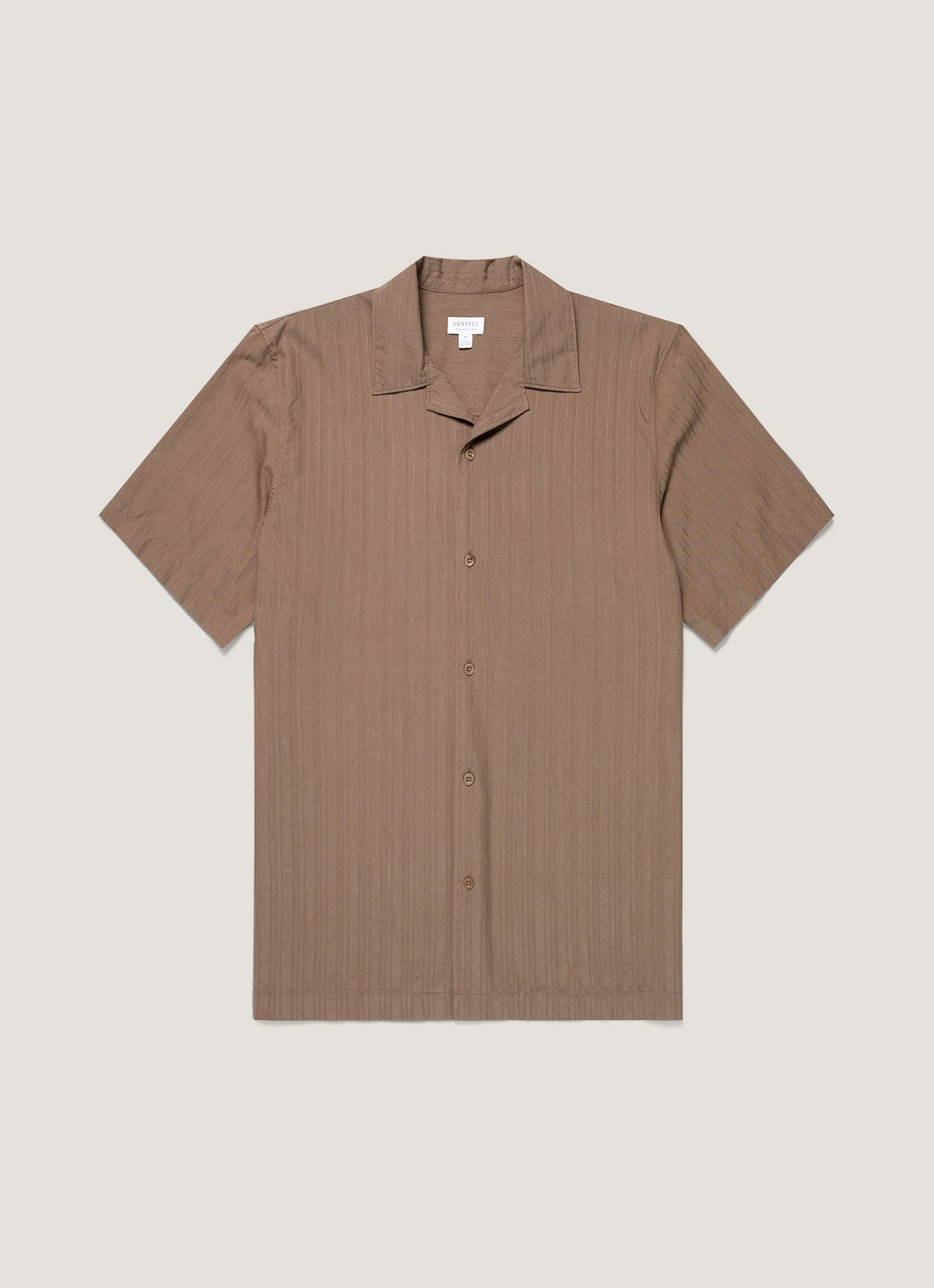 Men's Textured Stripe Camp Collar Shirt in Dark Cedar
