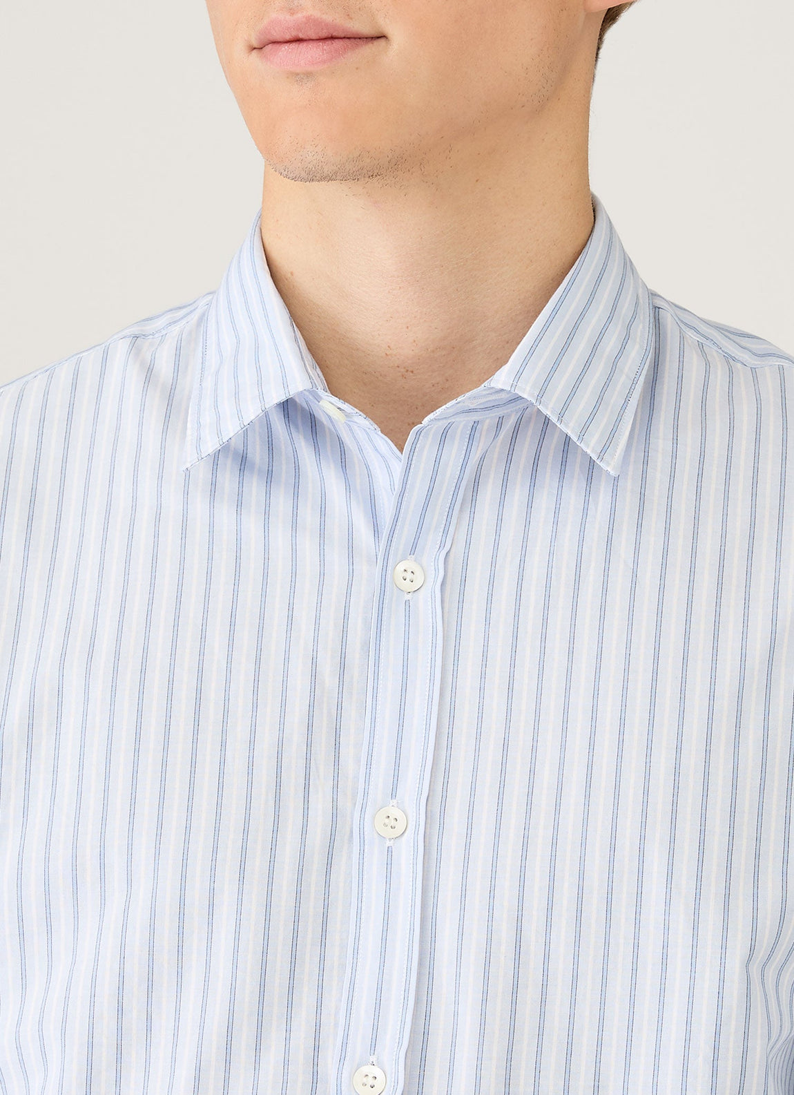 Men's Poplin Shirt in Sky Blue/White/Navy