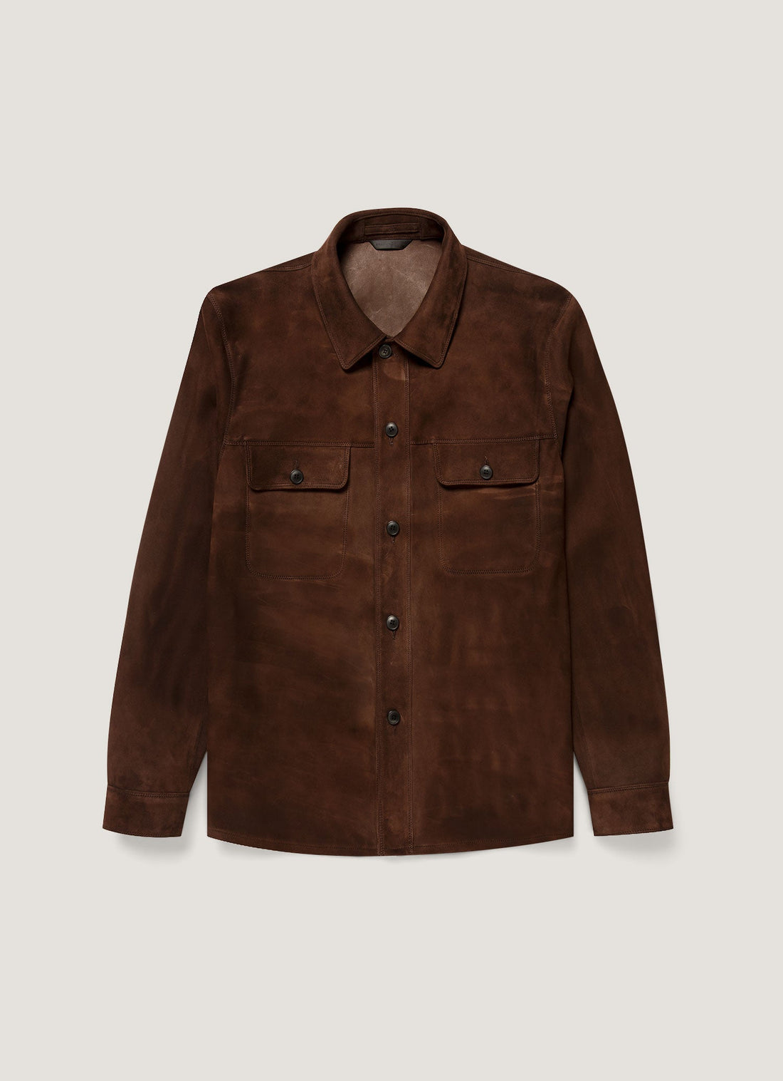 Men's Suede Overshirt in Dark Brown