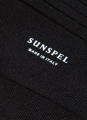 Men's Merino Wool Ribbed Socks in Black