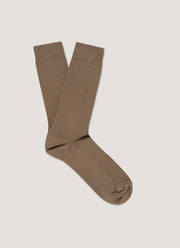 Men's Cotton Ribbed Socks in Mink