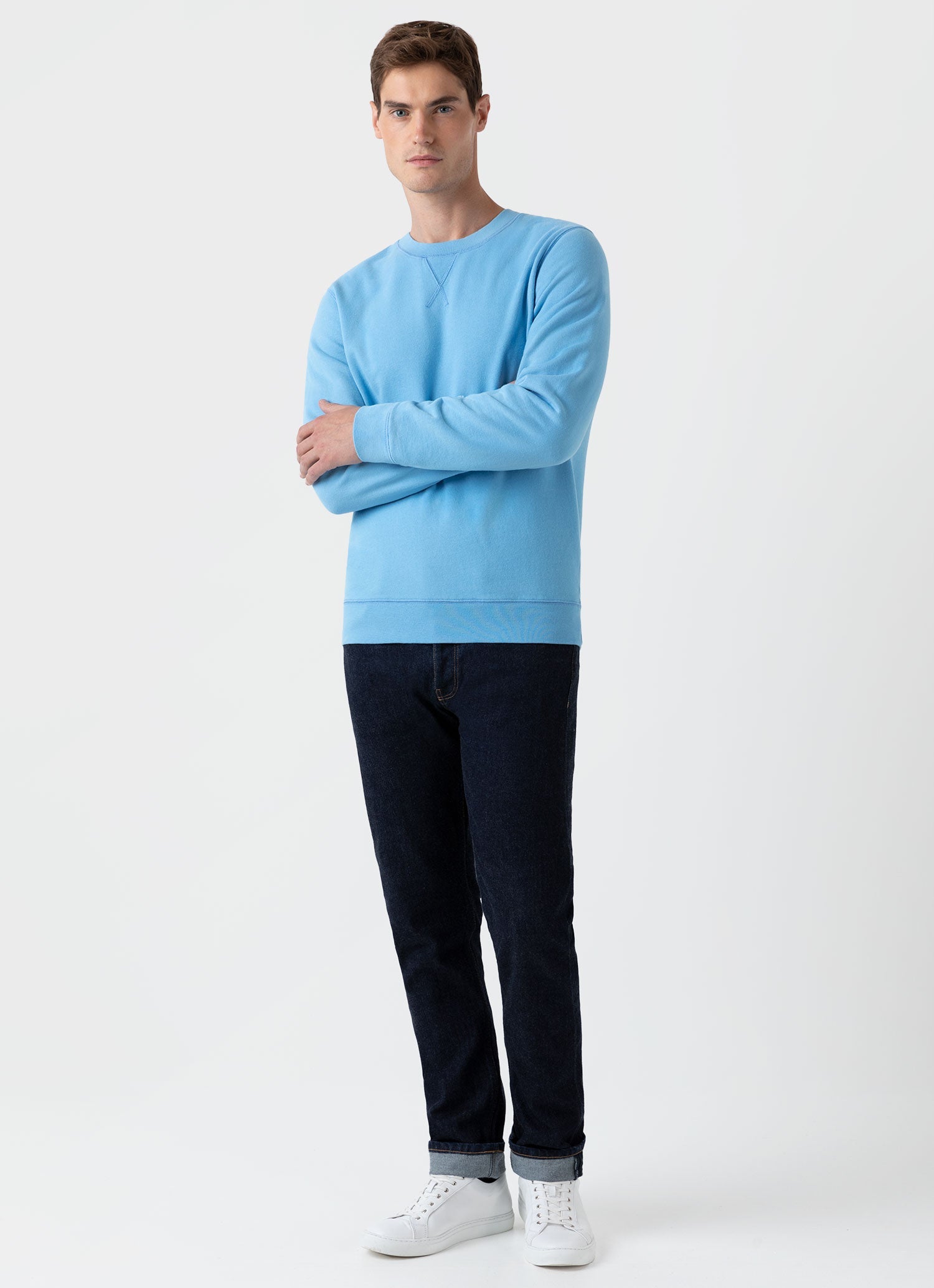 Men's Loopback Sweatshirt in Cyan Blue
