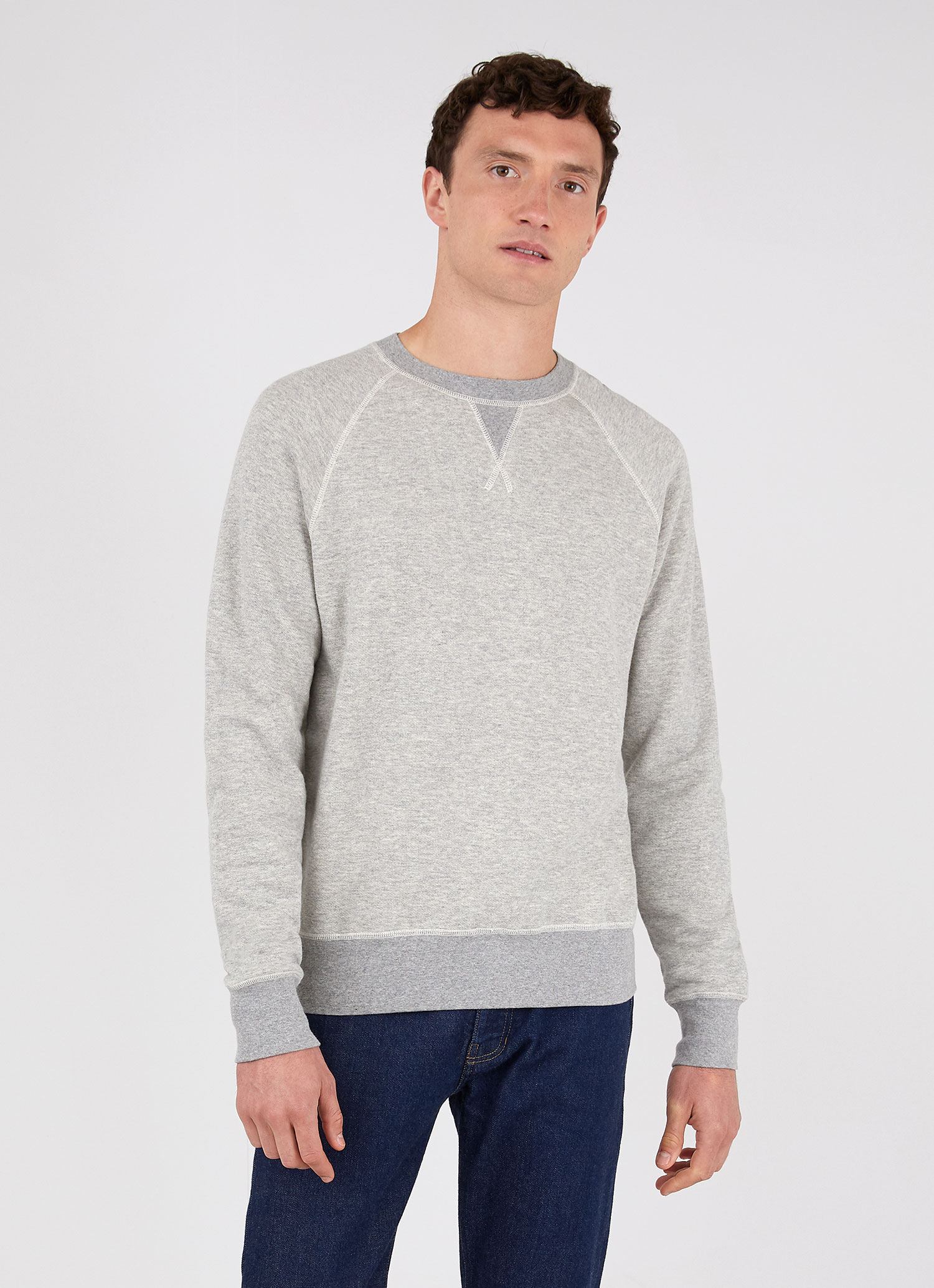Men's Japanese Loopwheel Sweatshirt in Mid Grey Melange