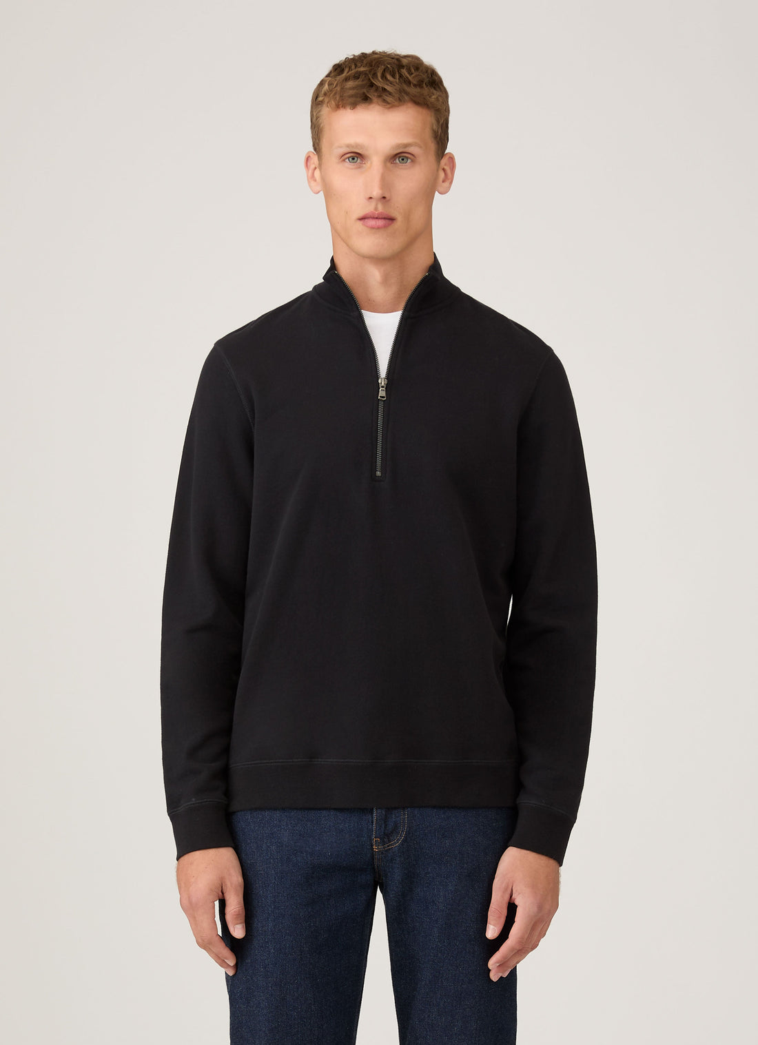 Loopback Pullover mit halbem Reißverschluss