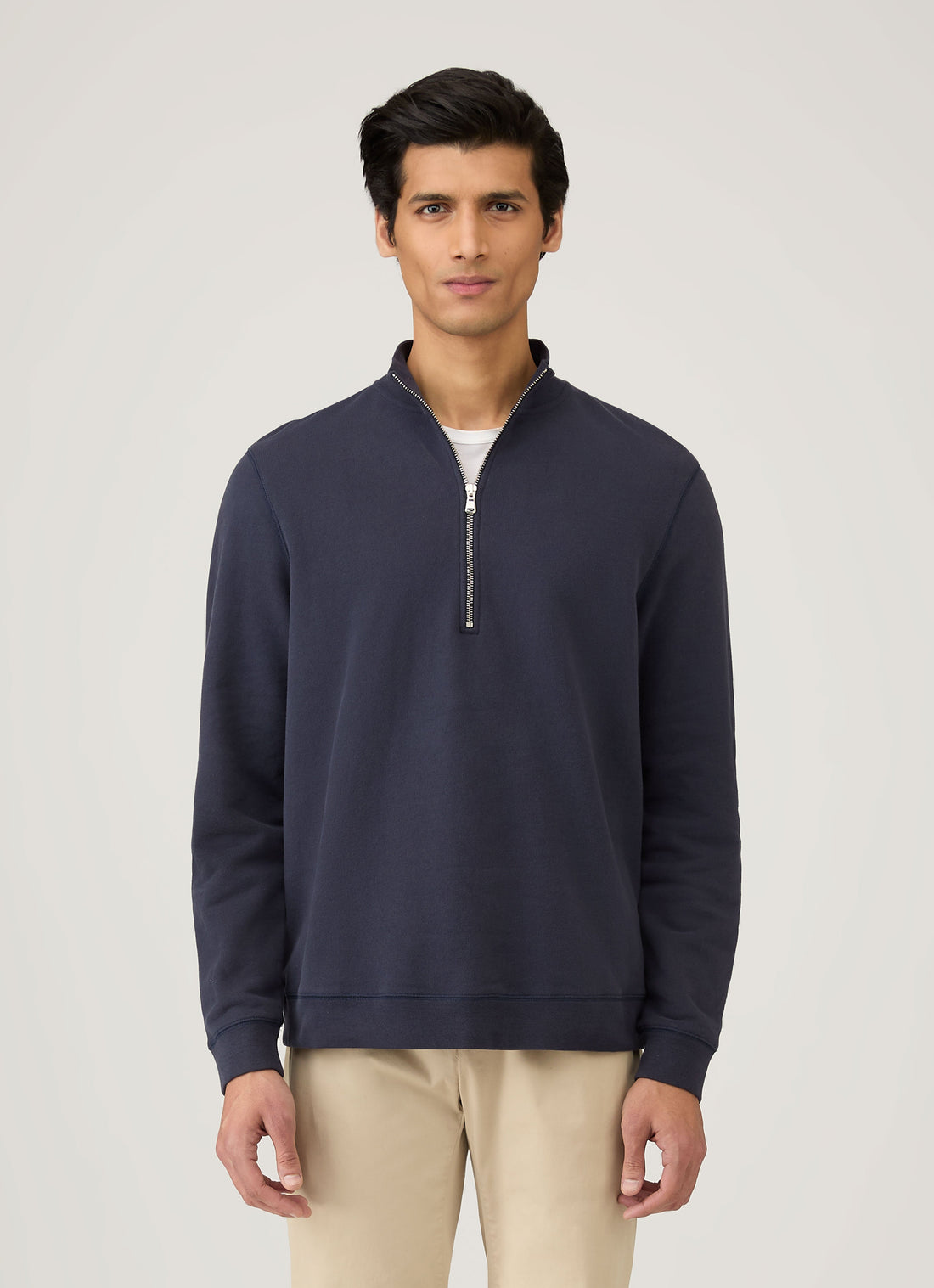 Loopback Pullover mit halbem Reißverschluss