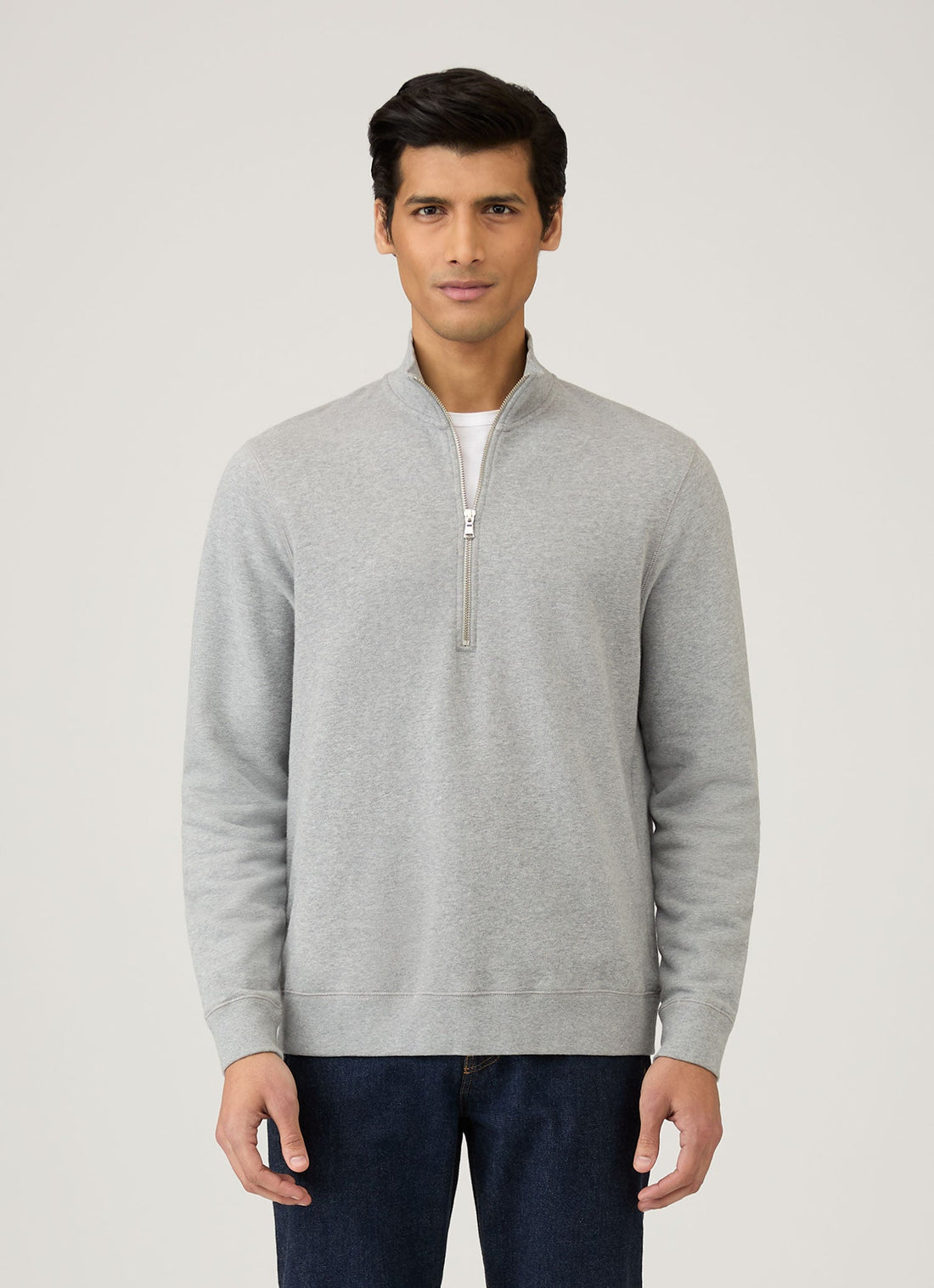 Loopback Pullover mit halbem Reißverschluss