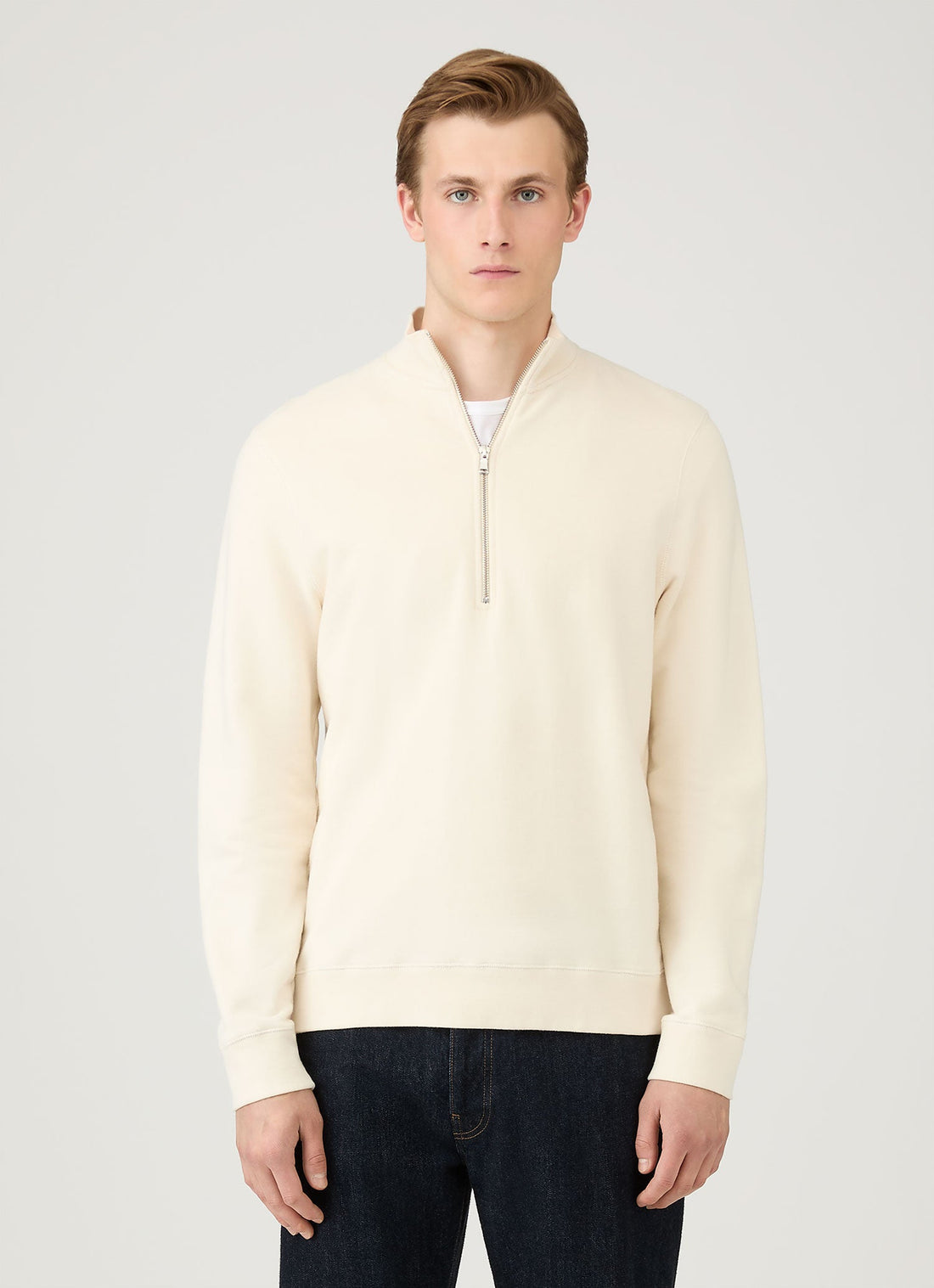 Loopback Sweatshirt mit halbem Reißverschluss