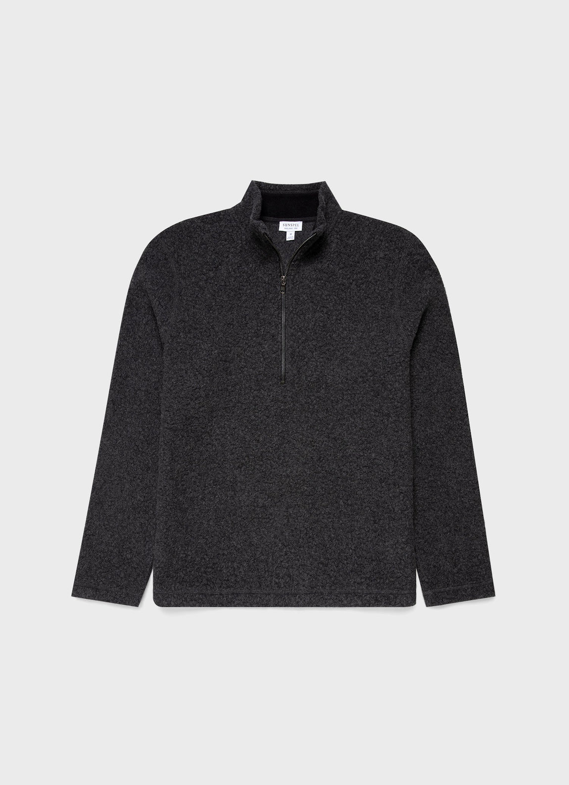 Men's Wool Fleece Zip Neck in Charcoal Melange