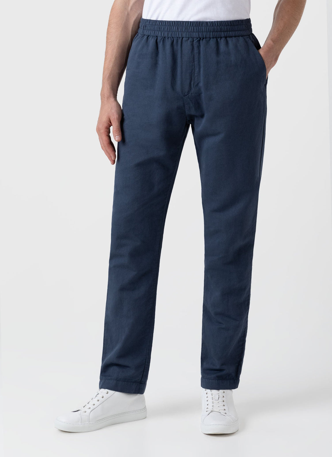 Men's Cotton Linen Drawstring Trouser in Shale Blue