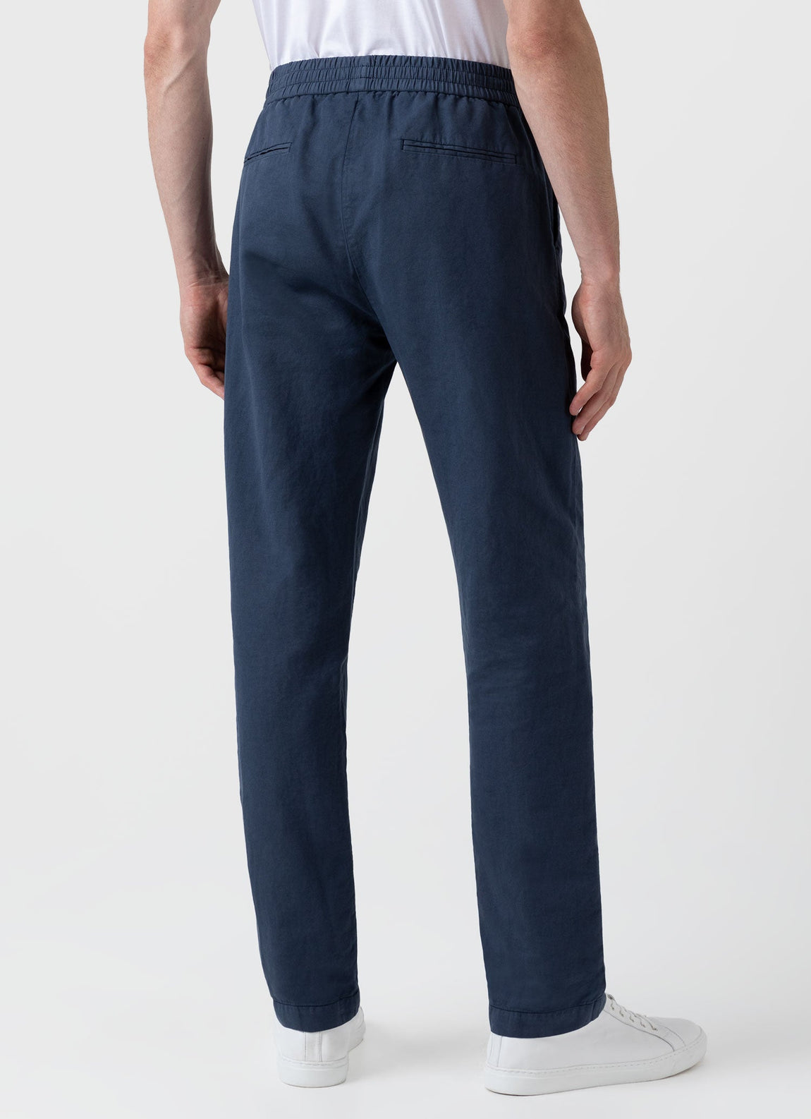 Men's Cotton Linen Drawstring Trouser in Shale Blue