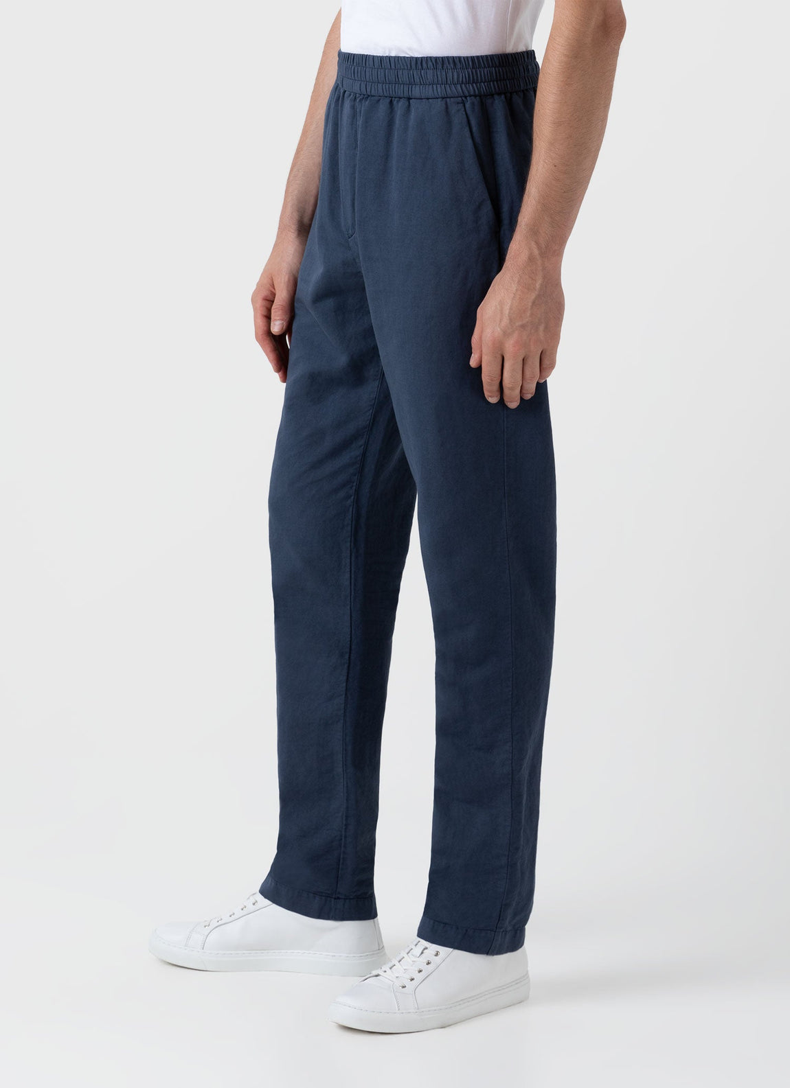 Men's Cotton Linen Drawstring Trouser in Shale Blue