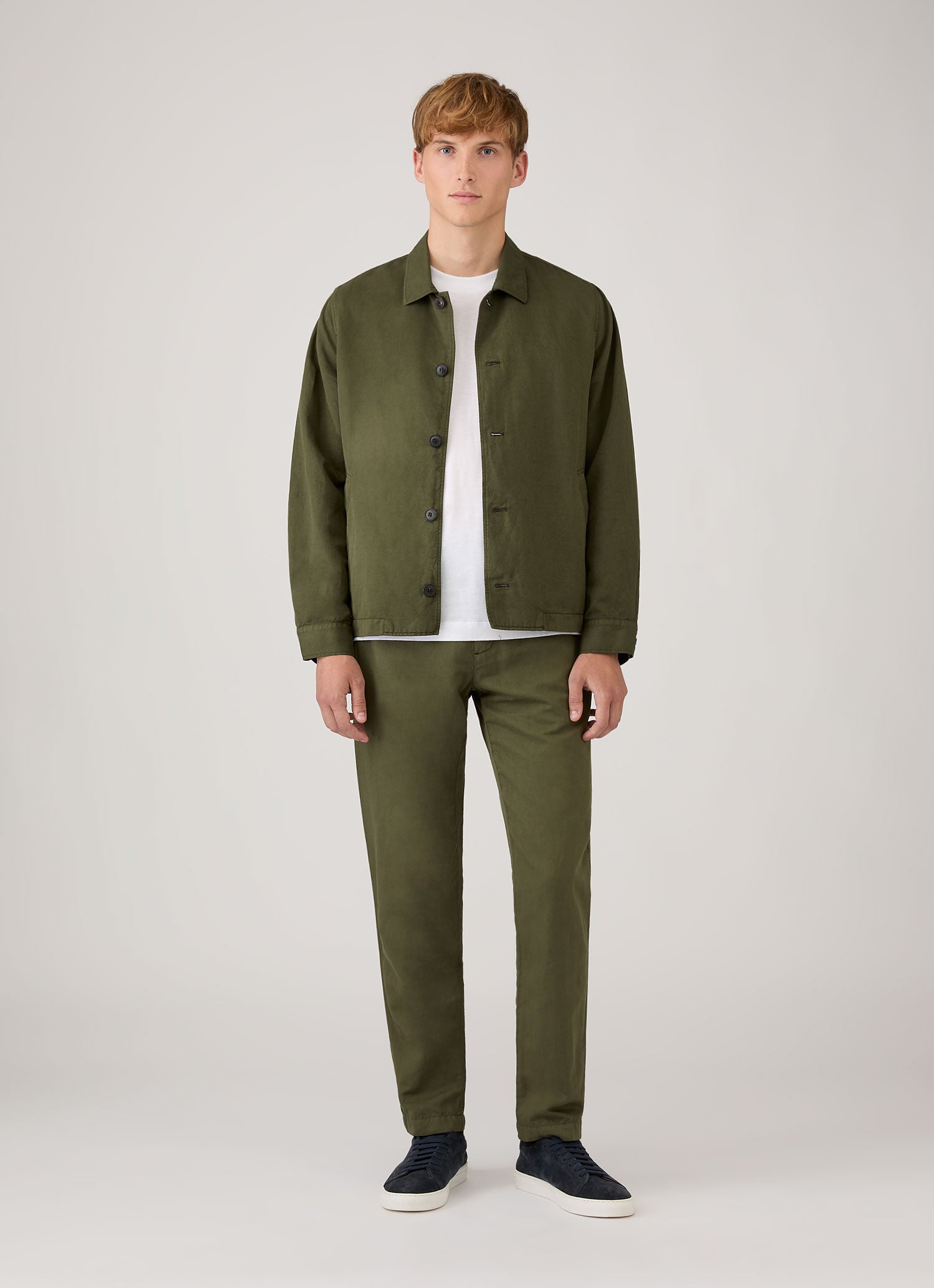 Men's Cotton Linen Trouser in Deep Olive