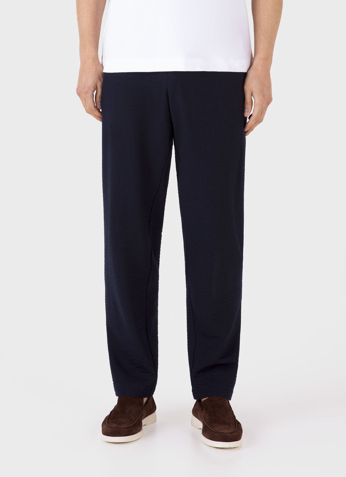 Men's Seersucker Wool Trouser in Navy
