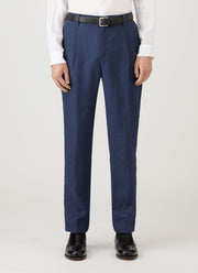 Men's Pleated Linen Trouser in Light Navy