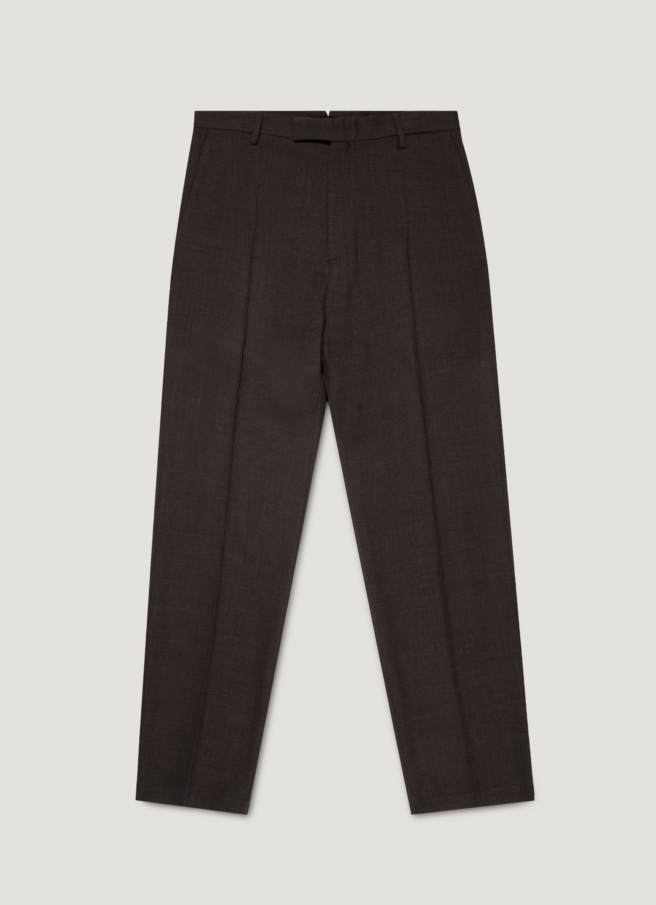 Men's Textured Wool Trouser in Truffle