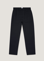 Men's Textured Wool Drawstring Trouser in Navy
