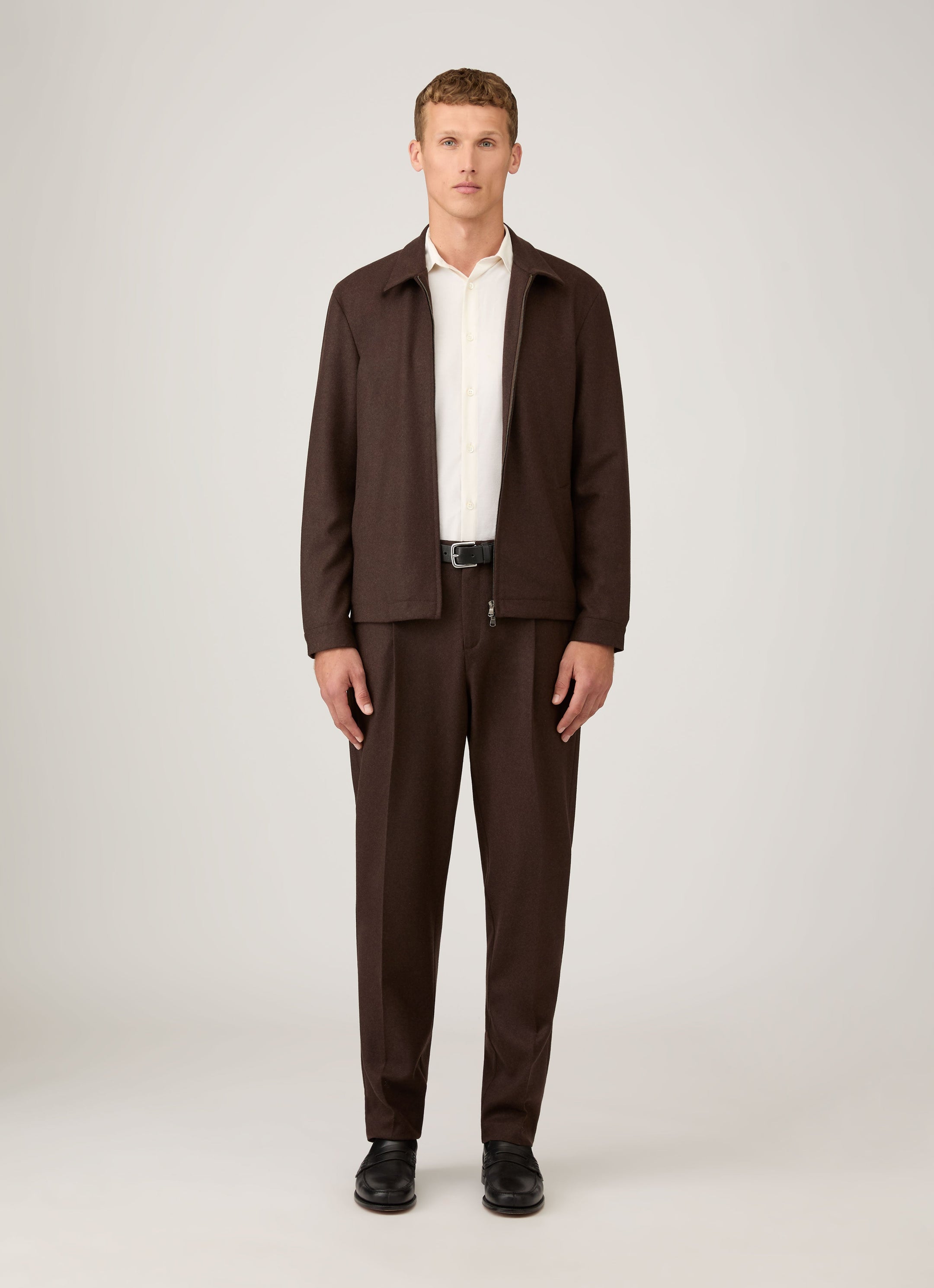 Men's Boiled Wool Trouser in Truffle