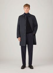 Men's Pleated Wool Twill Trouser in Navy
