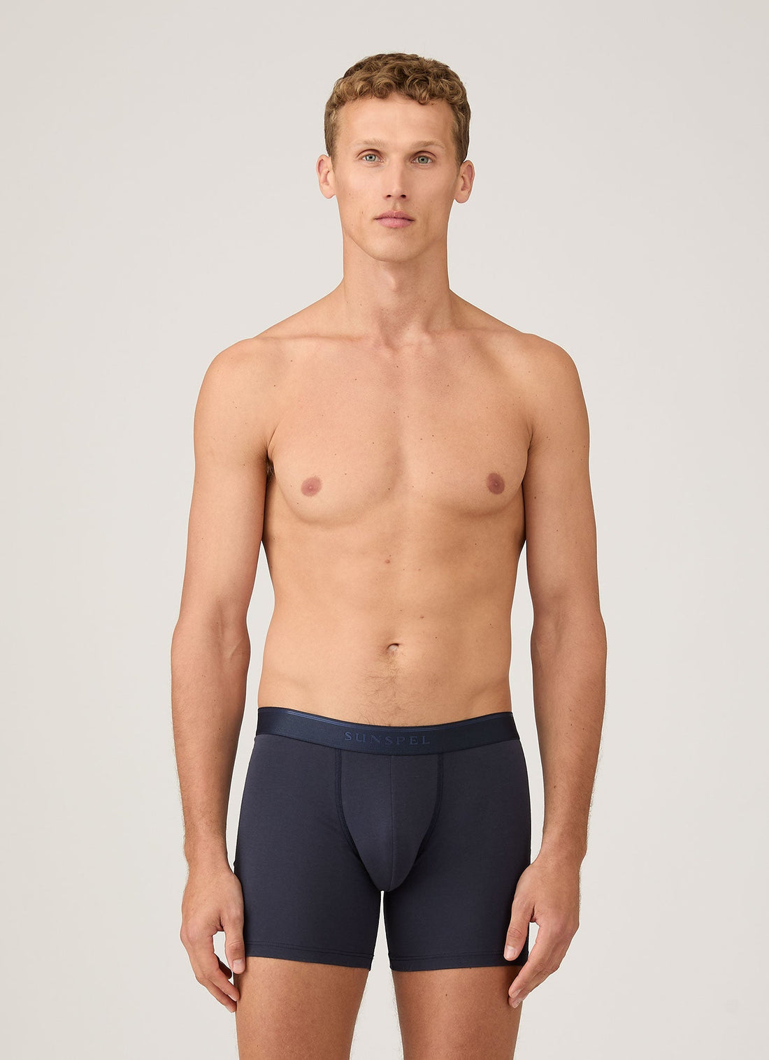 Men's Stretch Cotton Boxer Briefs in Navy