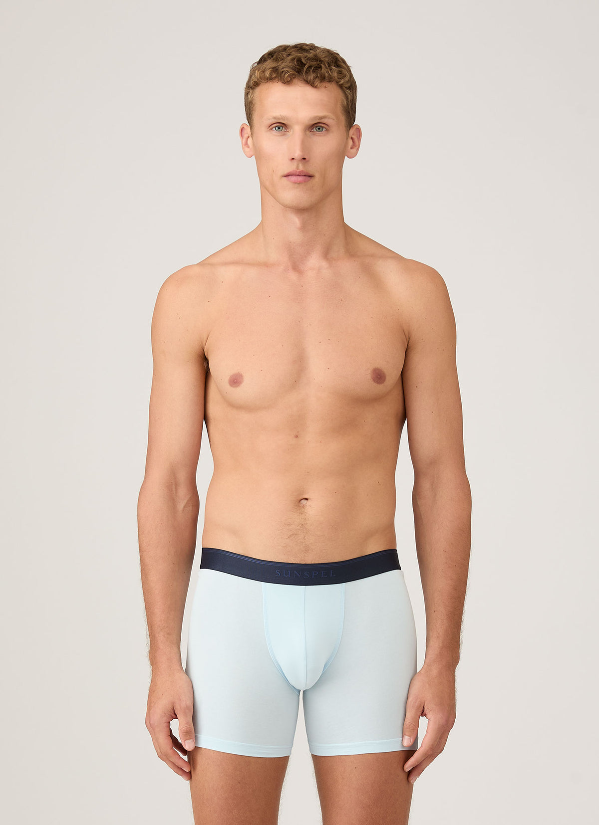 Men's Stretch Cotton Boxer Briefs in Light Blue