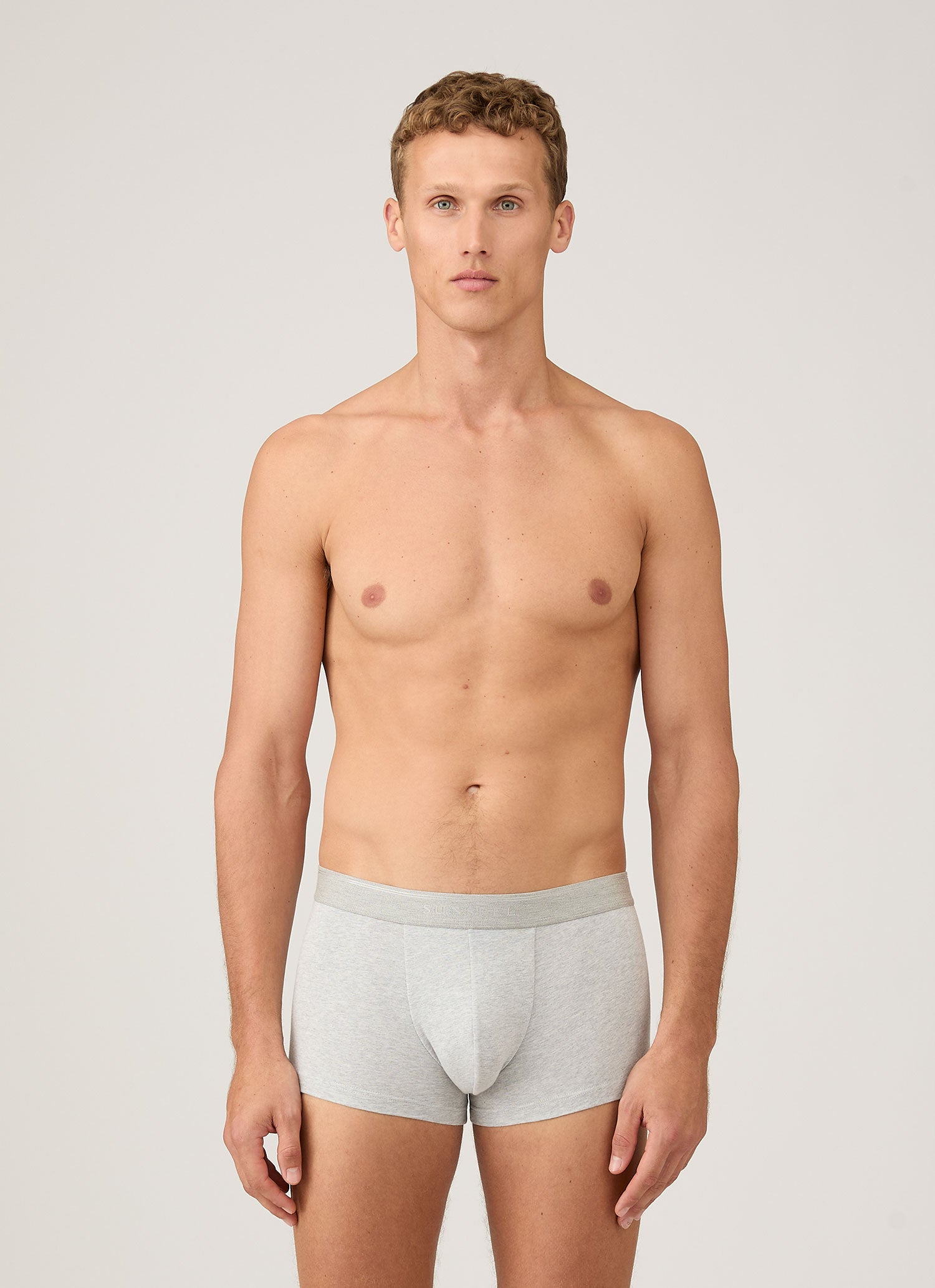 Men's Stretch Cotton Trunks 3-Pack in Grey Melange