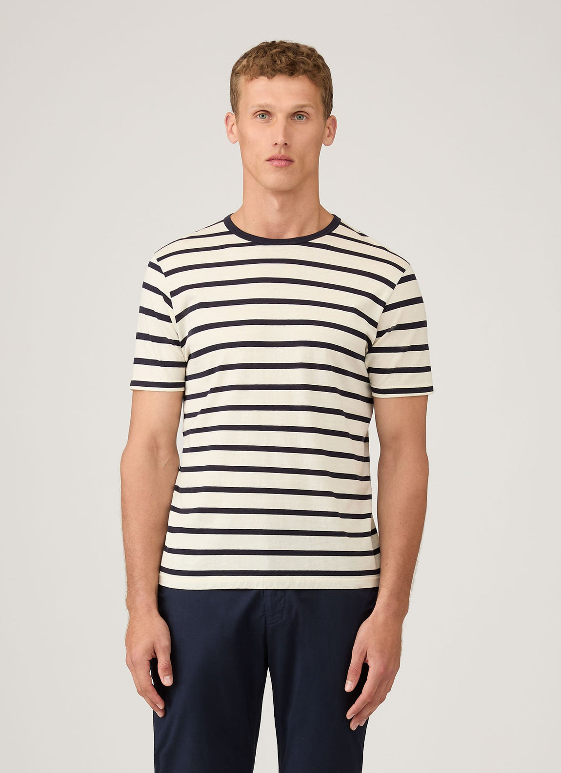 Men's Classic T-shirt in Ecru/Navy Breton Stripe