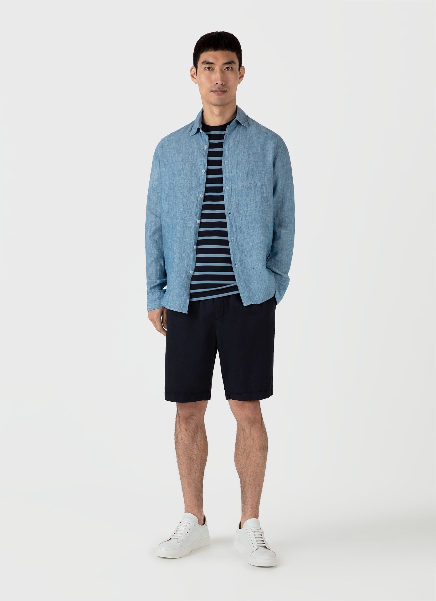 Men's Classic T-shirt in Navy/Como Blue Breton Stripe