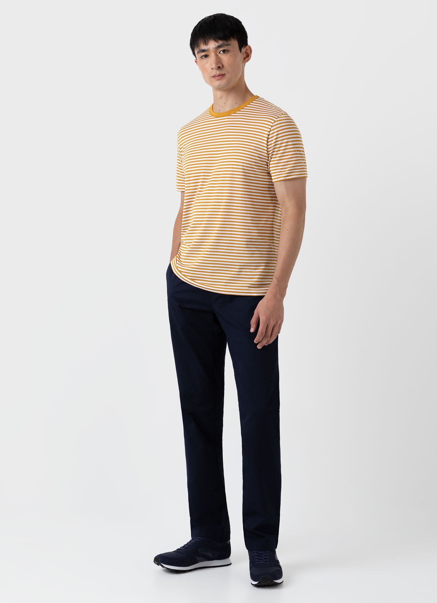 Men's Classic T-shirt in White/Cider English Stripe