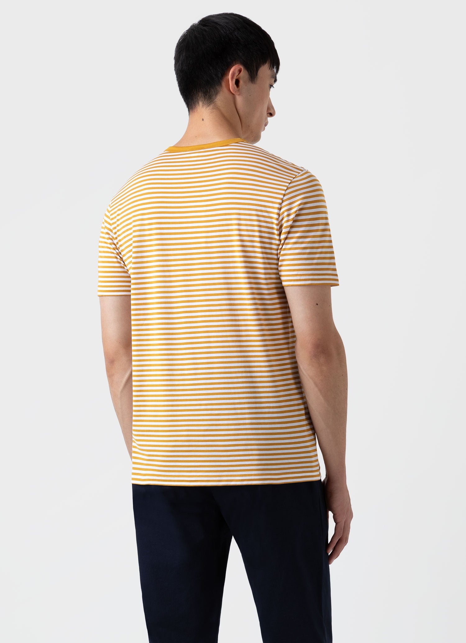 Men's Classic T-shirt in White/Cider English Stripe