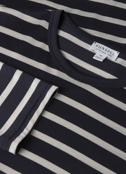 Men's Long Sleeve Classic T-shirt in Navy/Ecru Breton Stripe