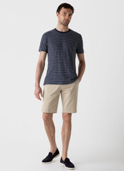 Men's Cotton Linen T-shirt in Navy/Off White