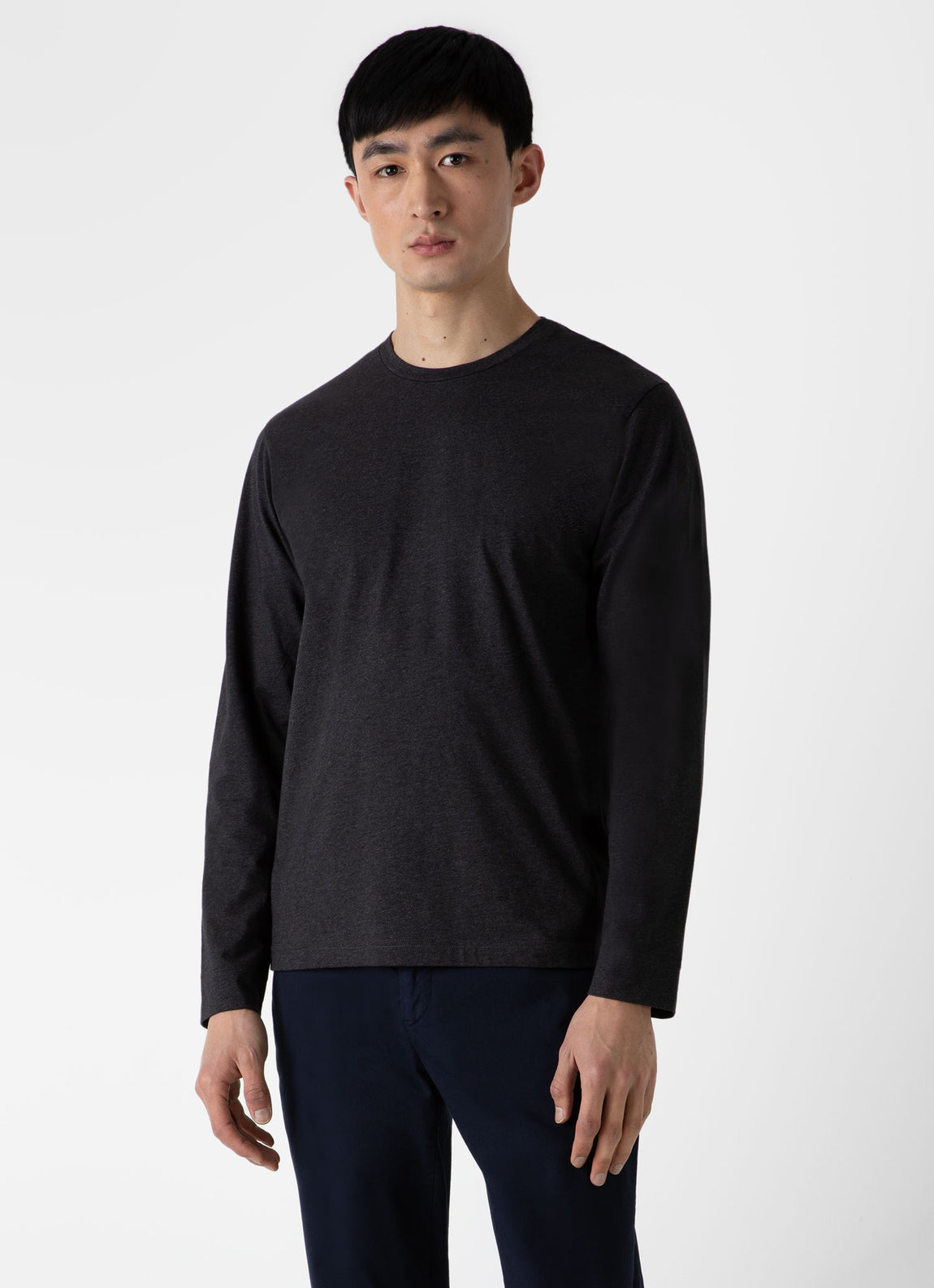 Men's Long Sleeve Riviera T-shirt in Charcoal Melange