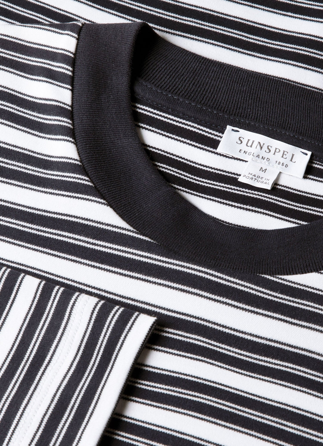 Men's Long Sleeve Heavyweight T-shirt in White/Navy