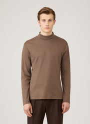Men's Roll Neck Heavyweight T-shirt in Bark