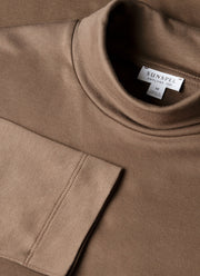 Men's Roll Neck Heavyweight T-shirt in Bark
