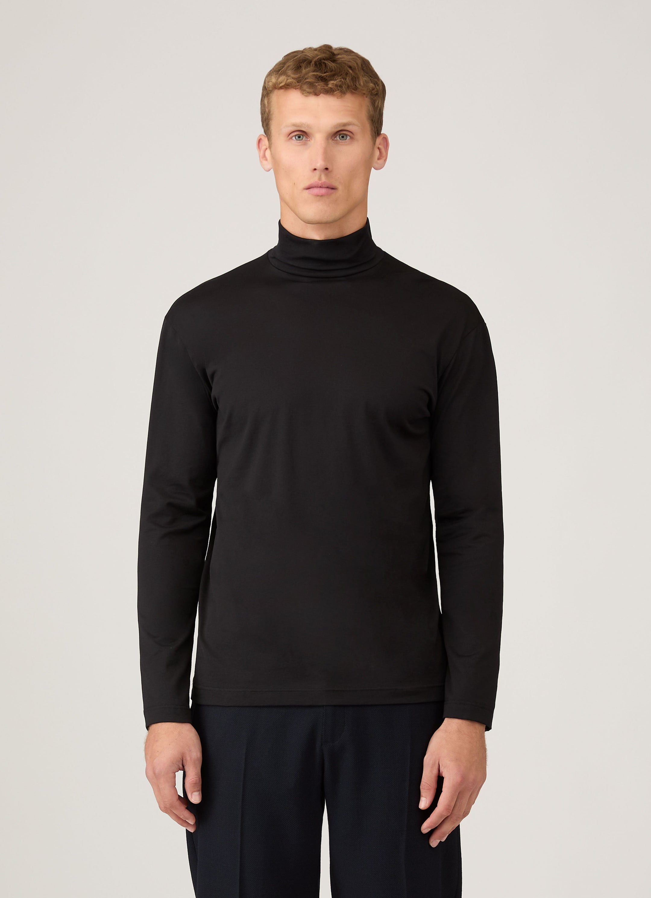 Men's Long Sleeve Roll Neck in Black