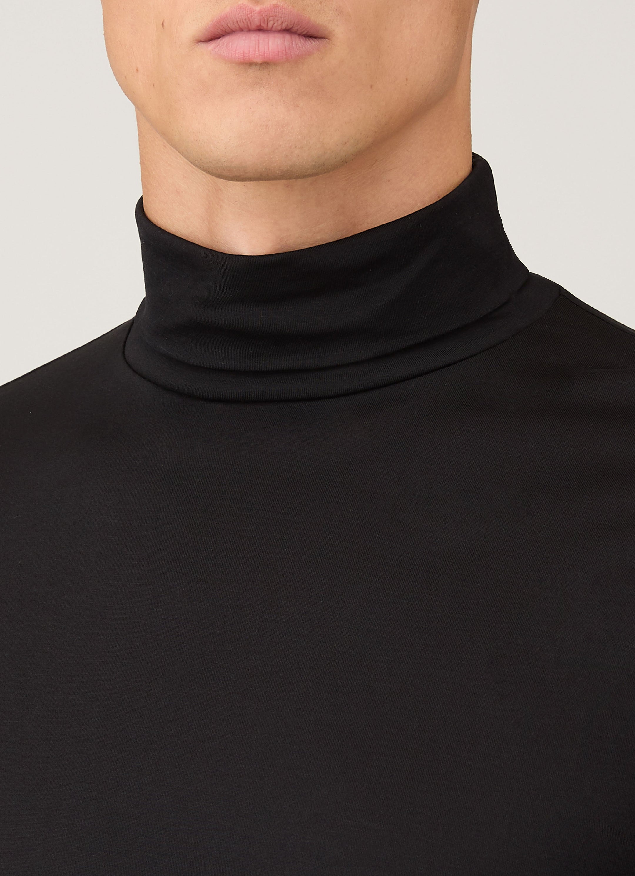 Men's Long Sleeve Roll Neck in Black