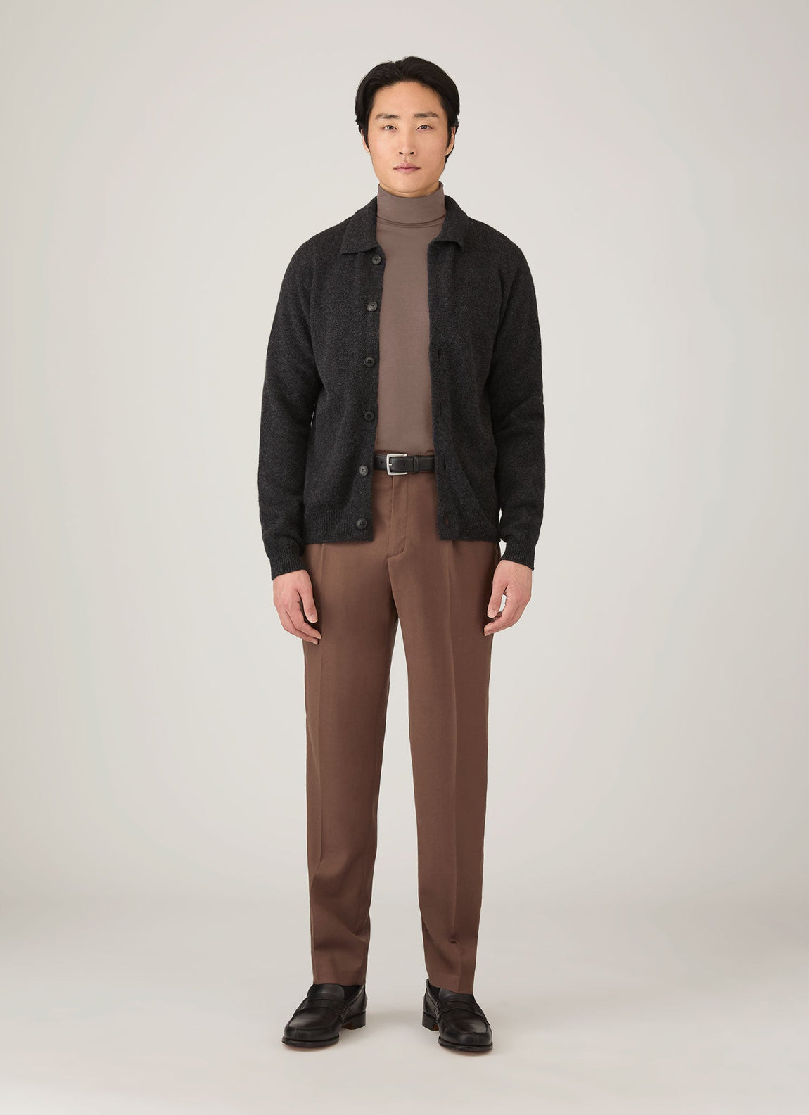 Men's Ultra-Fine Merino Roll Neck in Sandstone