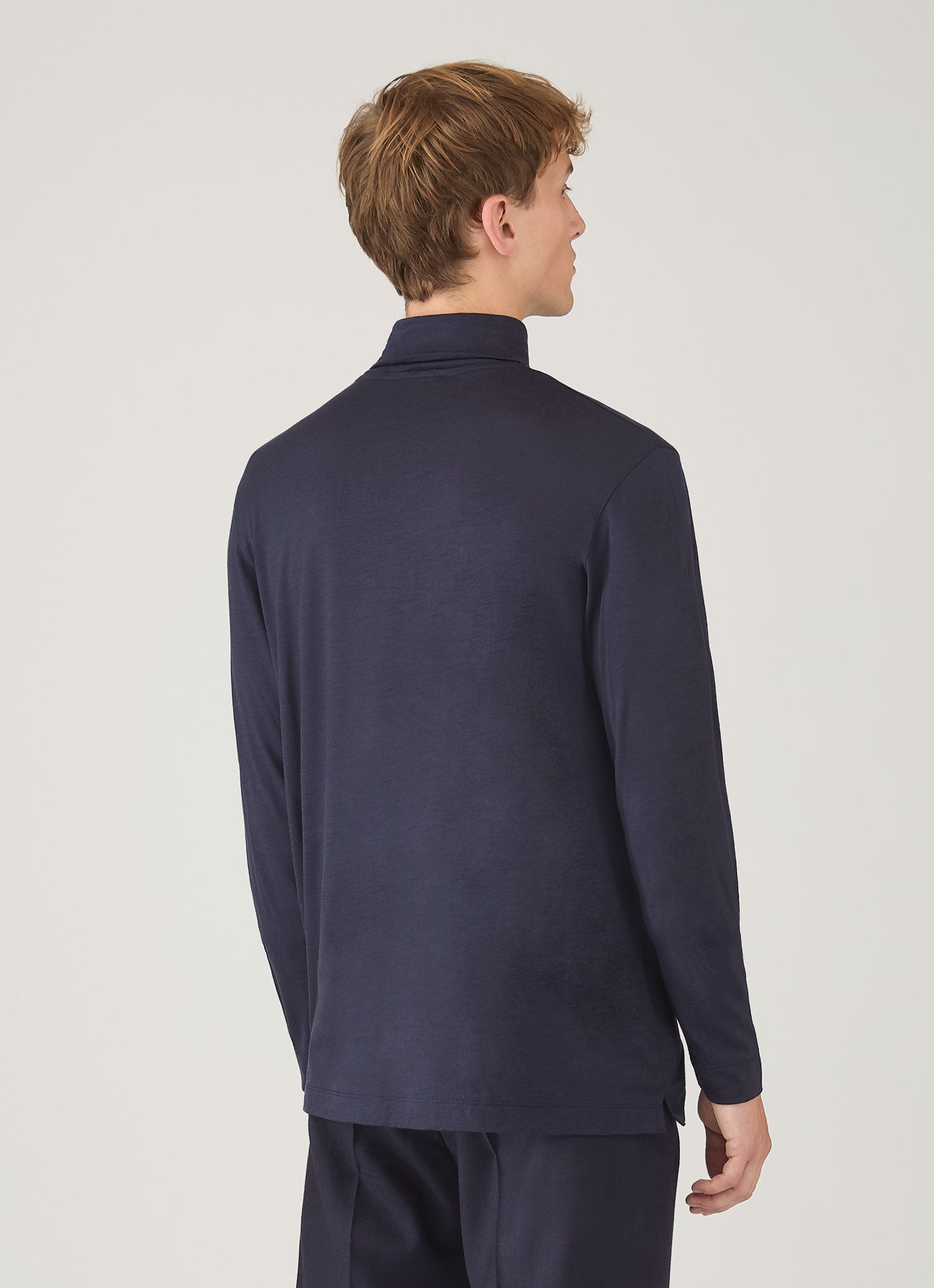 Men's Ultra-Fine Merino Roll Neck in Navy