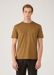 Men's Silk Cotton Cashmere T-shirt in Walnut