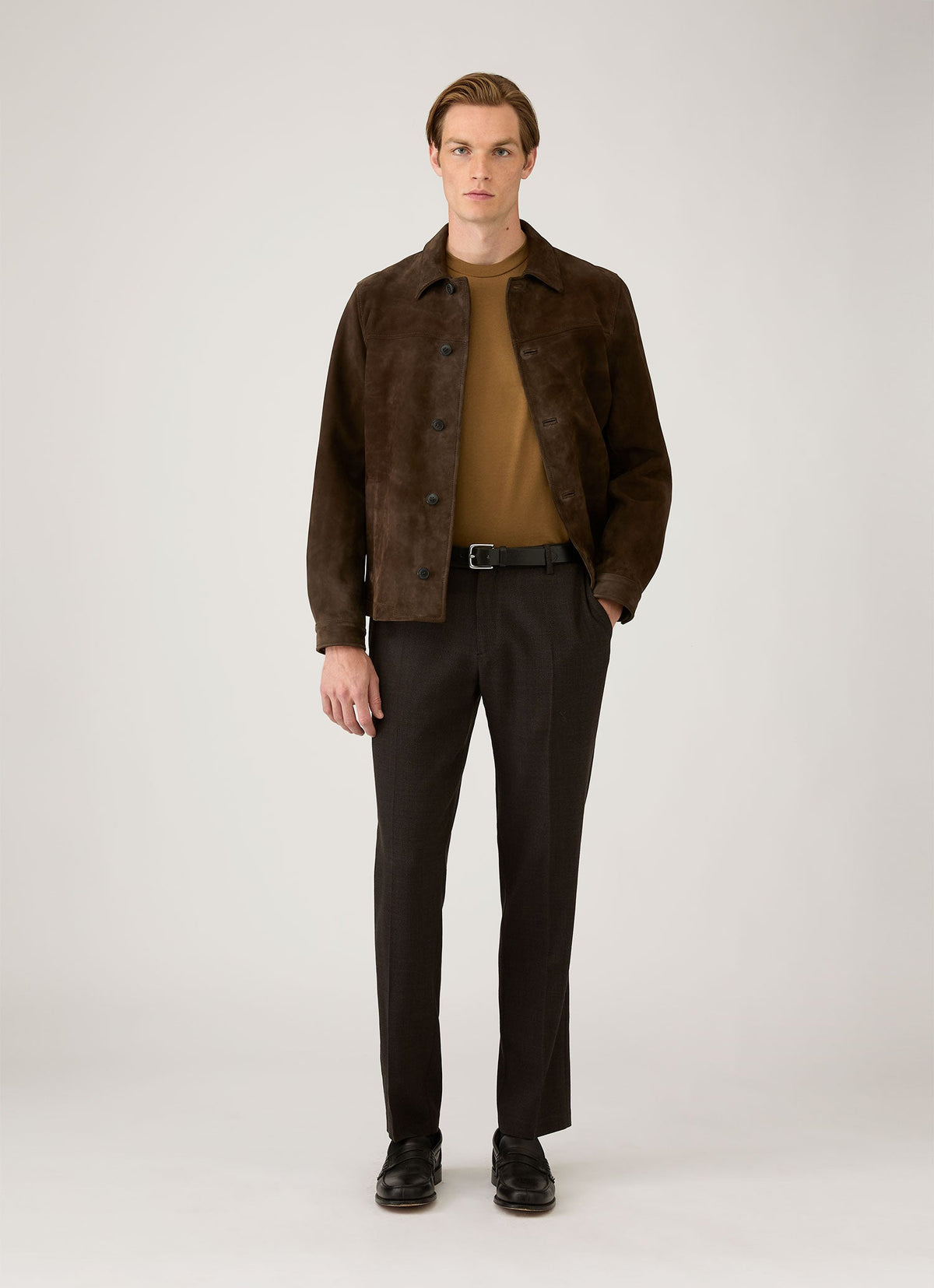 Men's Silk Cotton Cashmere T-shirt in Walnut