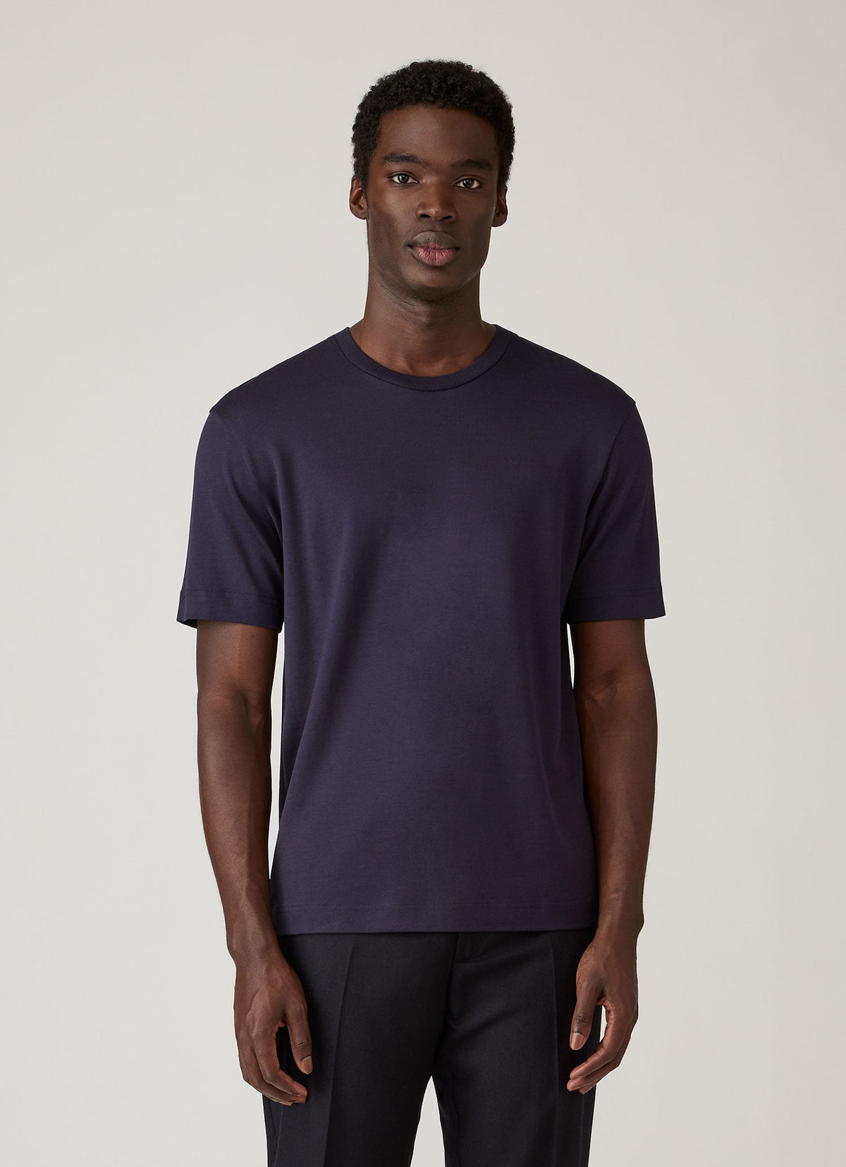 Men's Silk Cotton T-shirt in Navy